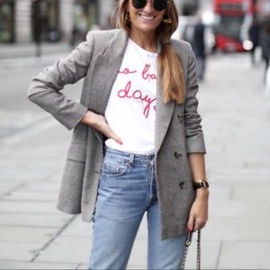 Plaid double breasted oversized blazer